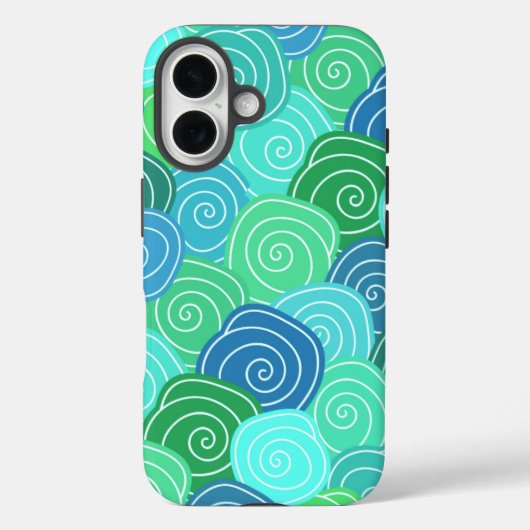 Blauwgroen Rollend Cirkelpatroon Case-Mate iPhone Case (Achterkant)