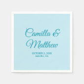 Blauwgroen romantisch script gepersonaliseerde bru servet (Voorkant)