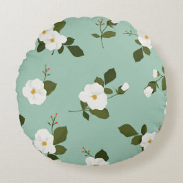 Blauwgroen ronde Floral Accent Pillow Rond Kussen