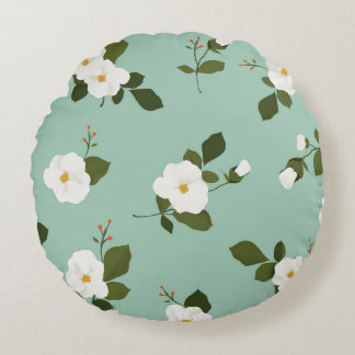 Blauwgroen ronde Floral Accent Pillow Rond Kussen