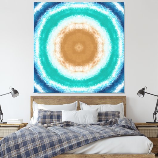 Blauwgroen ronde Ocean Waves en Turquoise Canvas Afdruk (Insitu (Slaapkamer))