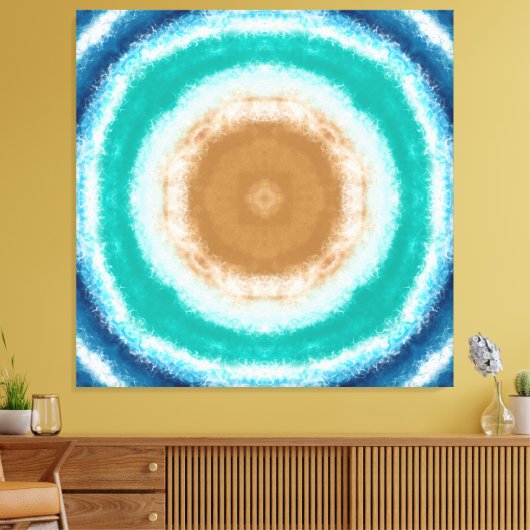 Blauwgroen ronde Ocean Waves en Turquoise Canvas Afdruk (Insitu (Woonkamer))