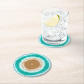 Blauwgroen ronde Ocean Waves en Turquoise Ronde Kartonnen Onderzetter (Insitu)