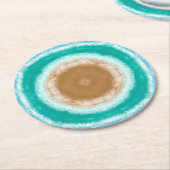 Blauwgroen ronde Ocean Waves en Turquoise Ronde Kartonnen Onderzetter (Gebogen)