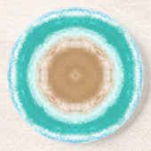 Blauwgroen ronde Ocean Waves en Turquoise Zandsteen Onderzetter (Voorkant)