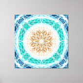Blauwgroen ronde Ocean Waves Mandala en Turquoise Canvas Afdruk (Voorkant)
