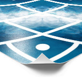 Blauwgroen ronde Ocean Waves Mandala en Turquoise Foto Afdruk (Hoek)