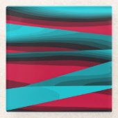 Blauwgroen-rood Abstract Glazen Onderzetter (Voorkant)