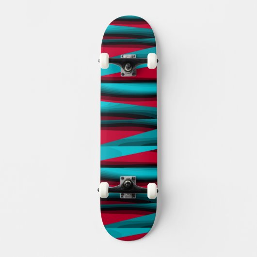 Blauwgroen-rood Abstract Persoonlijk Skateboard (Voorkant)
