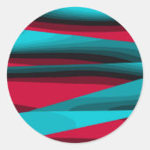 Blauwgroen-rood Abstract Ronde Sticker (Voorkant)