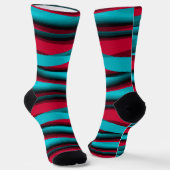 Blauwgroen-rood Abstract Sokken (Gebogen)