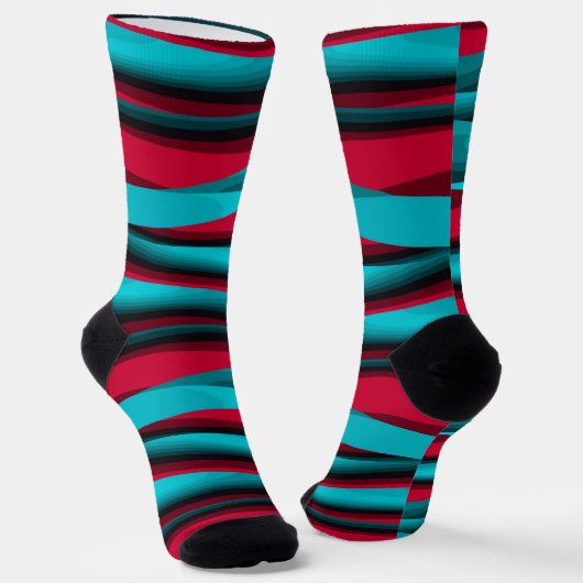 Blauwgroen-rood Abstract Sokken (Gebogen)