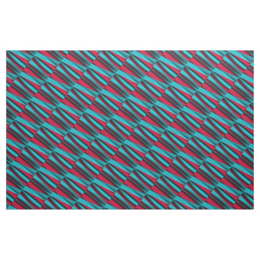Blauwgroen-rood Abstract Stof (Yard (91,4 cm))