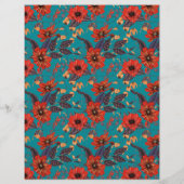 Blauwgroen rood bloemenpatroonrestaurant Grand Ope Flyer (Achterkant)