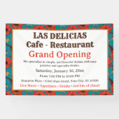 Blauwgroen rood bloemenpatroonrestaurant Grand Ope Spandoek (Horizontaal)