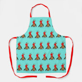 Blauwgroen, rood en zwart Cardio Drummers Schort (Voorkant)