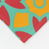 Blauwgroen Rood Geel Bloemblaadje Folk Art-Deco Pa Fleece Deken (Hoek)