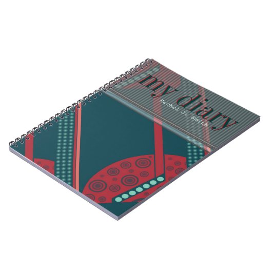 Blauwgroen rood Modern Abstract Notitieboek van he (Linkerzijde)