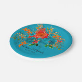 Blauwgroen rood Oranje botanisch huwelijk Papieren Bordje (Gekanteld)