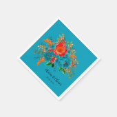 Blauwgroen rood Oranje botanisch huwelijk Servet (Hoek)