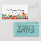 Blauwgroen Rood Oranje Roos Gold Wedding Registry Informatiekaartje (Voorkant / Achterkant)