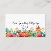 Blauwgroen Rood Oranje Roos Gold Wedding Registry Informatiekaartje (Voorkant)