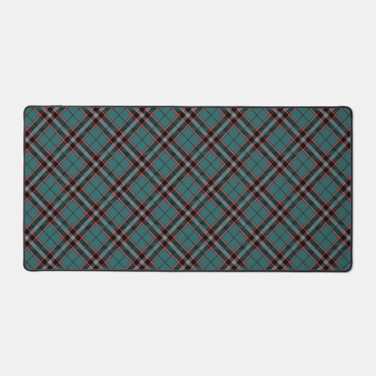 Blauwgroen Rood Plaid Bold Pattern  Tartan Gaming Bureaumat (Voorkant)