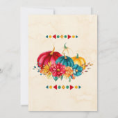 Blauwgroen Rood Sinaasappel Boho Pumpkins Bruidsme Kaart (Achterkant)