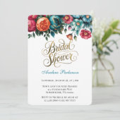 Blauwgroen Rood Sinaasappel Pioengoud Vrijgezellen Kaart (Staand voorkant)