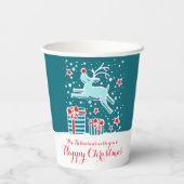 Blauwgroen rood voor kerstrendieren papieren bekers (Achterkant)
