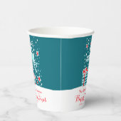 Blauwgroen rood voor kerstrendieren papieren bekers (Rechts)