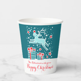 Blauwgroen rood voor kerstrendieren papieren bekers