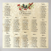 Blauwgroen Rood Wedding Lovebird Seating Chart 12 Poster (Voorkant)