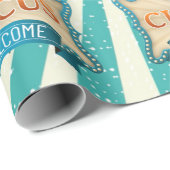 Blauwgroen roodringstentan Birthday party-verloopb Cadeaupapier (Rol Hoek)