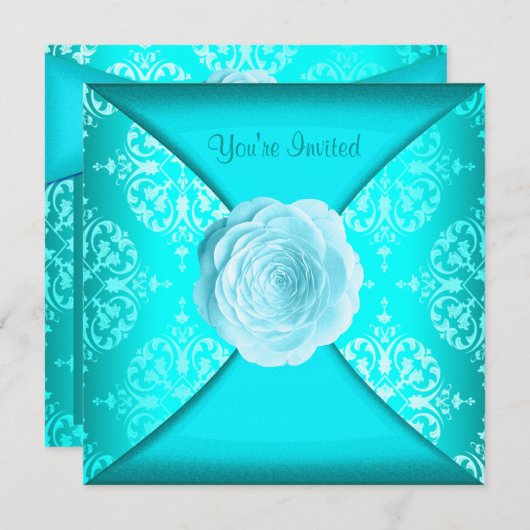 Blauwgroen Roos Blauwgroen blauw alle keren Kaart (Voorkant / Achterkant)