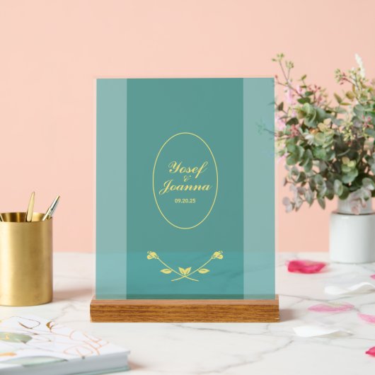 Blauwgroen Roos bruiloft acryl teken Acryl Bord (Huwelijk)