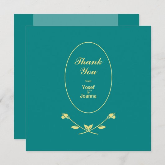 Blauwgroen Roos bruiloft Bedankkaart (Voorkant / Achterkant)