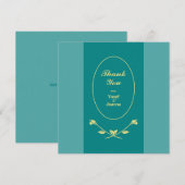 Blauwgroen Roos bruiloft Bedankkaart (Voorkant / Achterkant)