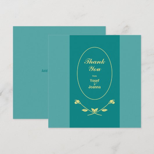 Blauwgroen Roos bruiloft Bedankkaart (Voorkant / Achterkant)