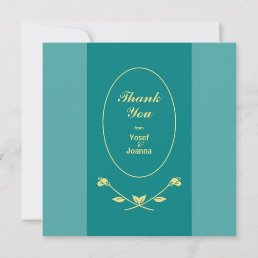 Blauwgroen Roos bruiloft Bedankkaart (Voorkant)