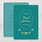 Blauwgroen Roos bruiloft Kaart (Voorkant / Achterkant)