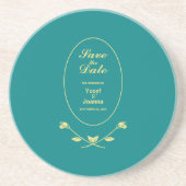 Blauwgroen Roos bruiloft Save the Date Zandsteen Onderzetter (Voorkant)