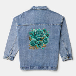  Blauwgroen Roos Denim Jacket