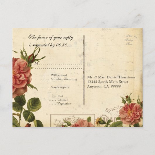 Blauwgroen  Roos Eiffeltoren sparen de Kaart van d (Achterkant)