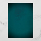 Blauwgroen Roos Floral Gold Swirl Quinceanera Folie Uitnodiging (Achterkant)