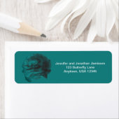 Blauwgroen Roos Floral return Address Etiket (Insitu)