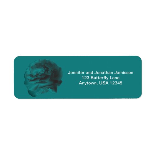 Blauwgroen Roos Floral return Address Etiket (Voorkant)
