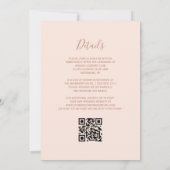 Blauwgroen Roos Gold Agate Blush Pink QR Code Wedd Kaart (Achterkant)