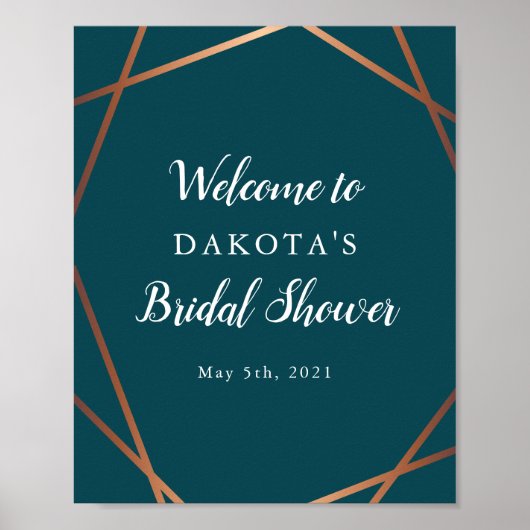 Blauwgroen Roos Gold Vrijgezellenfeest Welkom Poster (Voorkant)