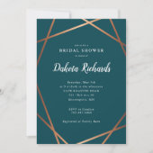 Blauwgroen Roos Goud Geometrisch Vrijgezellenfeest Kaart (Voorkant)